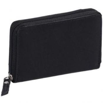 LEAS Tarjetero para tarjetas de crédito, Piel auténtica, negro Card-Collection''