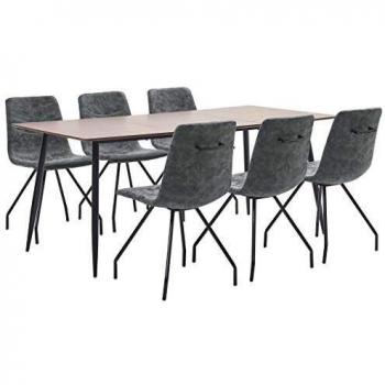 vidaXL Juego de Comedor 7 Piezas Cuero Sintético Mobiliario Decoración Interior Casa Hogar Robusto Duradero Resistente Funcional Práctico Útil Negro