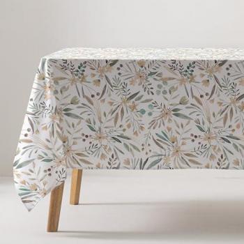 GAMUSI - Mantel antimanchas impermeable Breezy de algodón, tacto tela, caída natural, rectangular/cuadrado, dimensiones 140x300cm, color agua, lavable