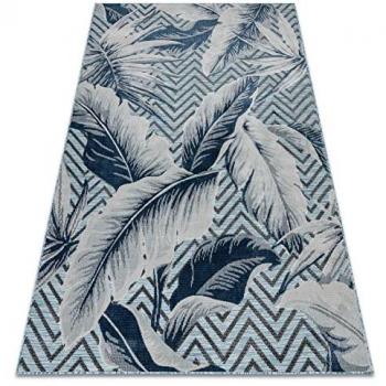 Alfombra Estructural Botanic Plumas Zigzag Tejido Plano Turquesa 196x290 cm