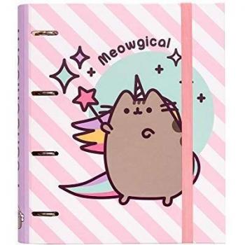 Carpeta 4 anillas troquelada Pusheen the cat - Archivador A4 - Carpeta anillas tapa dura / Carpeta Pusheen - Archivador 4 anillas Pusheen - Carpeta anillas A4 - Vuelta al cole material escolar