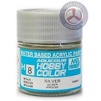 GSI Creos Aqueous Mr Hobby Color Acrylic H8 Silver Model Kit Paint 10ml