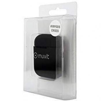 Muvit Funda Apple airPods Silicona + Colgante Cuello Negra