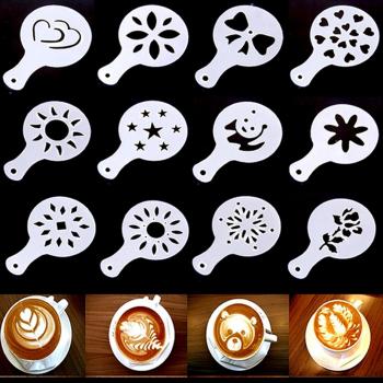 12pcs Latte Café Plantilla Embarcaciones Espuma Decorar Leche Bebida de Té