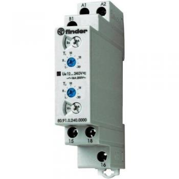 Finder 80.91.0.240.0000 - Timer relay 0,1...86400s AC 12...240V, Time lag relay 1xUM/16 A, clock, asymmetrical, Multifunction TDR