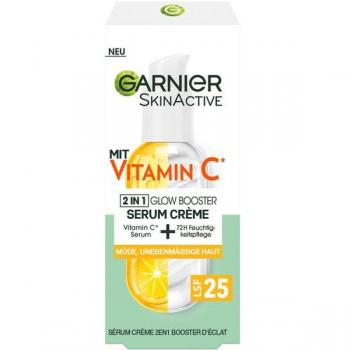 Garnier Serum Cream para piel cansada y manchas oscuras, crema de día 2 en 1 con vitamina C, 50 ml