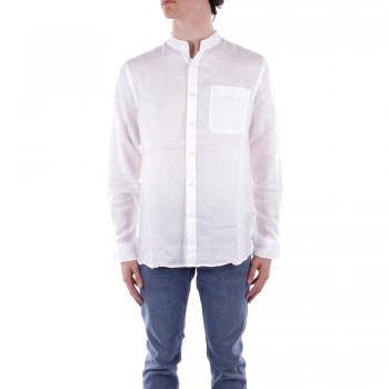 Woolrich Men's White Band Collar Linen Shirt - Size XL