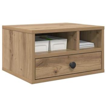 Soporte para Impresora de Madera Ingenierizada Roble Artesanal 40 x 32 x 24 cm con Cajón