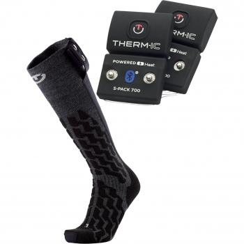 Calcetines Therm-ic Heated Ski Fusion + S-Pack 700B gris oscuro - 45-47, Calcetines Largos Set Heat Fusion Heated con batería Bluetooth S-Pack 700B