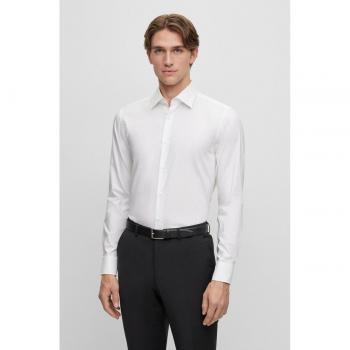 Hugo Boss Slim Fit Easy Iron White Cotton Poplin Shirt for Men
