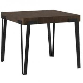 Mesa extensible 90x90/246 cm Rio Nogal estructura Antracita
