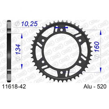 AFAM Corona de aluminio ultraligera 11618 - 42 dientes - Rueda dentada para cadena de bicicleta