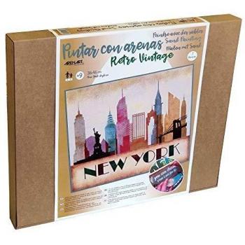 Arenart | 1 Lámina de Nueva York Skyline 46x38cm | para Pintar con Arenas de Colores | Manualidades para Adultos y Jóvenes | Dibujo Fácil | Pintar por números | +9 años