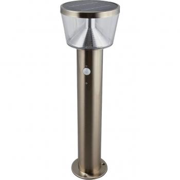 Farola LED solar Antje con sensor de movimiento, lámpara solar moderna en gris hecha de acero, 1 llama, ideal para jardín