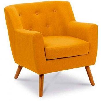 Sillón Escandinavo de Relaxación en Tejido Amarillo Mostaza - IDMarket
