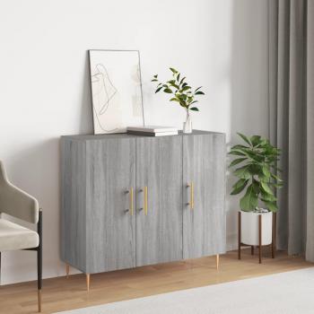 Aparador de madera de ingeniería 90x34x80 cm, mueble de almacenaje de salón, buffet para salón, armario auxiliar, armario de almacenamiento en gris Sonoma