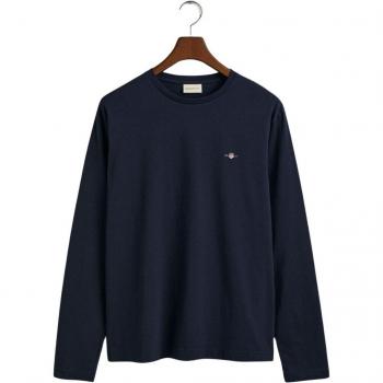 GANT Men's Long Sleeve T-Shirt - REGULAR SHIELD LS, Cotton, Round Neck, Casual Wear