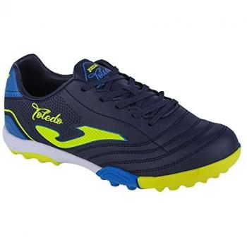 Zapatillas de Fútbol Turf Joma Toledo JR 2303, tipo: Botas de fútbol para niño, características: diseño unisex, color marino y amarillo, talla 37 EU, adecuado para terreno duro con suela multitaco