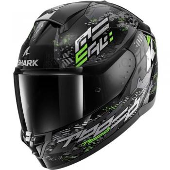 Casco de Moto Integral Shark Ridill 2 Molokai Negro-Verde-Azul, tamaño XXL, características: diseño integral, ventilación optimizada, visera anti-rayaduras, interior desmontable y lavable