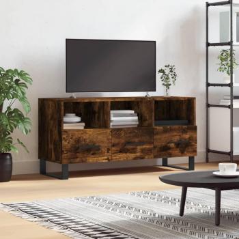 Mueble de TV de madera multicapa en roble ahumado, dimensiones 102x36x50 cm