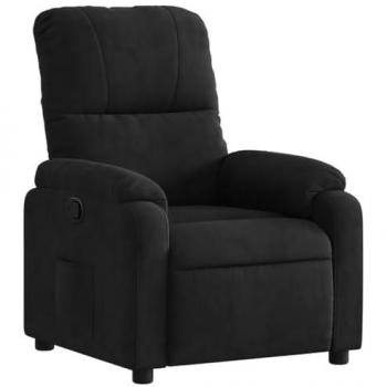 Sillón reclinable tela de microfibra negro Vidaxl con reposabrazos, respaldo ajustable, ideal para descanso y relajación en salón