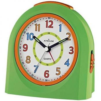 Despertador Infantil Analógico Sin Tictac con Luz y Snooze Verde Claro Naranja A921-3