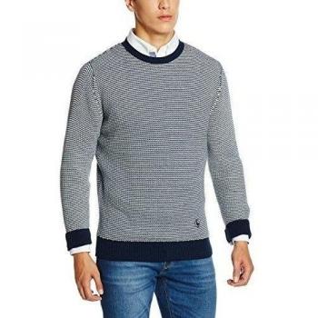 ELGANSO Cuello Redondo Bicolor, Jersey para Hombre, Marino Marfil, L