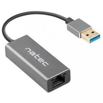 Adaptador de Red USB a Ethernet Natec Cricket, Interfaz USB 3.0, Conector RJ45, Velocidad Gigabit (1 Gbps)