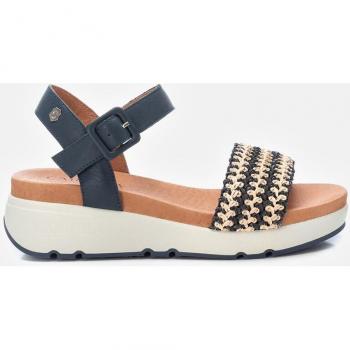 Sandalias de cuña de mujer CARMELA 160590 NAVY de piel con cierre de hebilla
