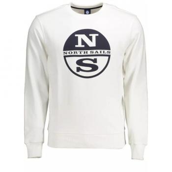 North Sails White Cotton Sweatshirt - XL, Male, Brushed Reverse Cotton Fabric