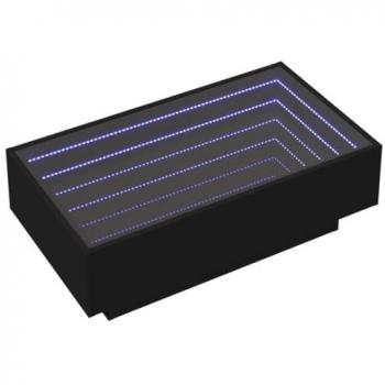 Mesa de centro con LED madera de ingeniería negro 90x50x30 cm
