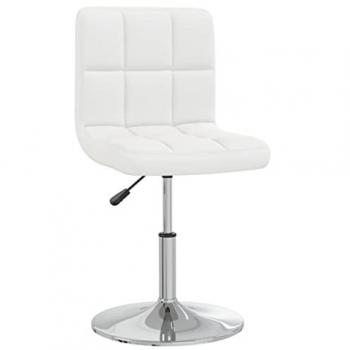 Taburete de cocina cuero sintético blanco ajustable y giratorio