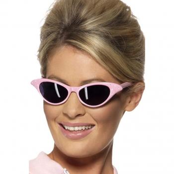 Smiffys Gafas de sol rock and roll estilo Flyaway, Rosas, con strass