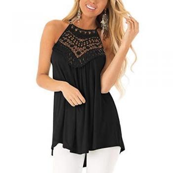 CNFIO Camisetas Tirantes Mujer Blusa EncajeTop Sin Mangas Cami Tank Tops De Casual para Mujer