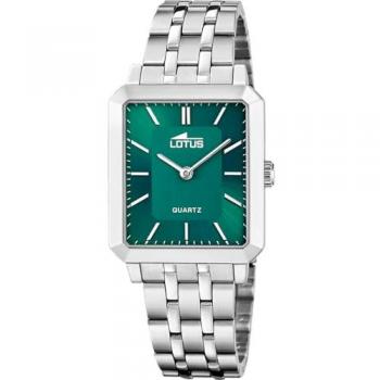 Reloj Lotus Square Series 18980/4 Verde Correa De Acero Inoxidable 316l, Mujer