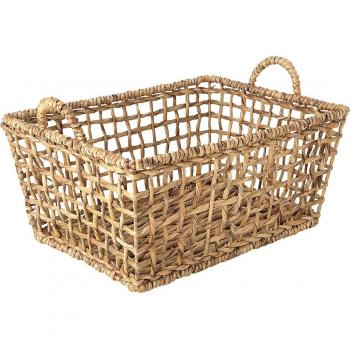 Cesta Banjul de Mimbre Natural con Asas de Cuero - Ideal para Picnics y Decoración del Hogar