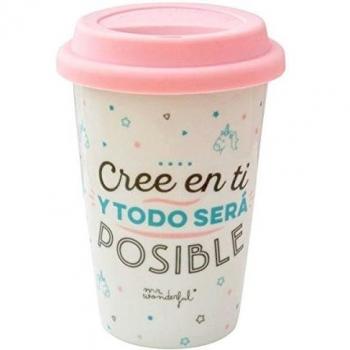 Mr. Wonderful Taza take away con mensaje Cree en ti y todo será posible