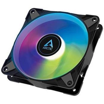 ARCTIC P12 PWM PST A-RGB - 120 mm PWM case fan optimized for static pressure, case fan, semi-passive: 0-2000 RPM, 5V 3 pin ARGB LED, single fan - Black