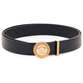 Versace Medusa Biggie Leather Belt - Black, Men's Size 100 CM