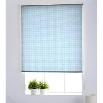 Estor Enrollable Translúcido Estampado Vichy-1 Azul para Cocina 110 x 180 cm - Fácil Instalación y Envío Gratis
