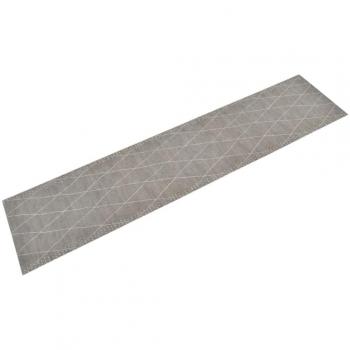 Alfombra de cocina lavable terciopelo dibujo rombos 60x300 cm gris