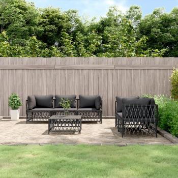 6-Piece Anthracite Steel Garden Lounge Set with Cushions