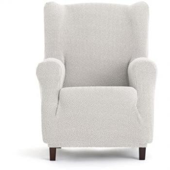 Funda para Sofá Eysa JAZ Blanco 80 x 120 x 100 cm, Funda de sillón orejero bielástica crudo 70 - 100 cm, EYSA Fundas de sofá mod/8 orej