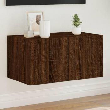 Mueble de pared para TV con LED de Roble Marrón claro 60x35x31 cm