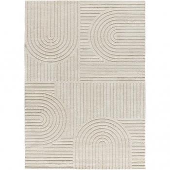 Alfombra Geométrica Verona de Interior en Crema, 160x230 cm, con relieve