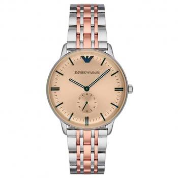 Reloj Armani Hombre AR2070 (43mm) - Reloj de acero inoxidable, esfera negra, cronógrafo, resistente al agua hasta 50 metros, correa de cuero negro