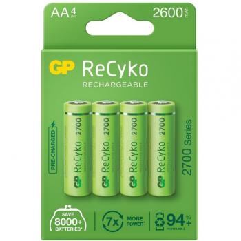 Pilas Recargables AA 2600mAh GP Recyko+ - Larga Duración