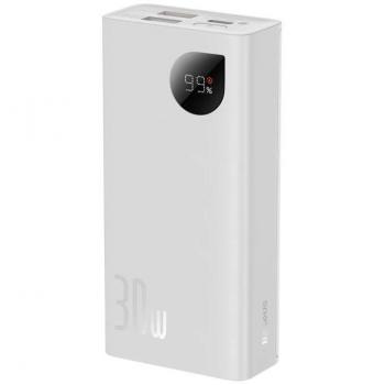 Power Bank Baseus Adaman2 10000 mAh 30W con Pantalla Digital, 2x USB-A y 1x USB-C, Color Blanco