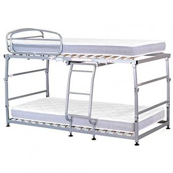 Pack Litera Plegable Vega Pardo con 2 Colchones Viscoelásticos de 17 cm Firme Apto para Literas - 90x190 cm
