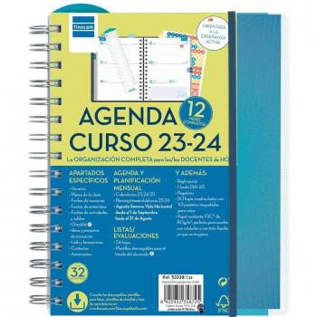 AGENDA DOCENTE 2023-2024 MAGISTRAL 1/4 SVH PERSONALIZABLE FINOCAM AZUL 155x212mm